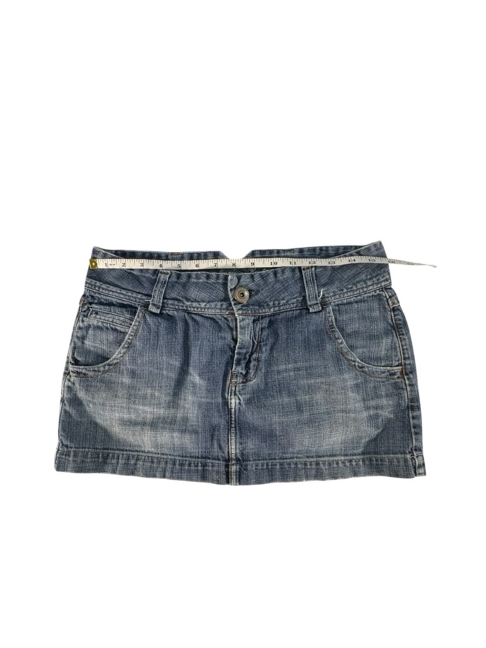 Y2K American Eagle Micro Mini Denim Skirt Low Rise Mallcore 2000s Size 8 VTG - Picture 7 of 10